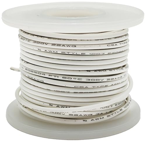 25 Feet White 22 Gauge Stranded Hook-Up Wire, Tinned Copper, PVC Insulation (Shade May Vary) - EX ELECTRONIX EXPRESS