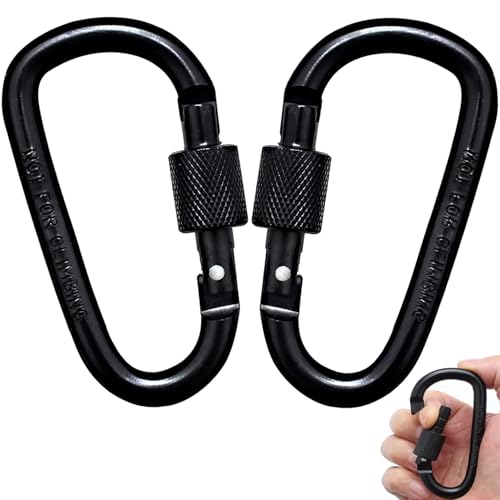 2 PCS Carabiner Clip,Caribeana Clips,Karabiner,Locking Carabiner,Caribeana Clip for Keys,Black Carabiner,for Outdoor,Camping,Keychains,Backpack