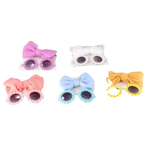 Set 2 accesorios perro con gafas y diadema floral miniatura 4