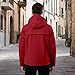 JOWAMY Mens Jacket With Hood - Waterproof Windproof,Loose Fit Jacket Fashion Zip Up Coat | Everyday Wear Red Small