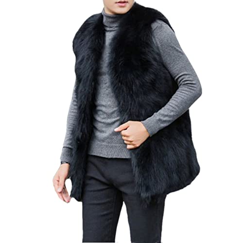 Image of Colf Men's Winter Sleeveless Faux Fur Vest Short Coat | Mens Faux Fur Jacket, Short Coat , Sleeveless Waistcoat, Winter Overcoat, Fluffy