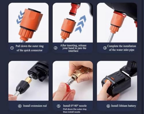 Image of Cordless Pressure Washer Gun for Car & Bike Cleaning Water Spray Gun with Metal Lance | Portable Nozzle for Home, Garden & Floor CleaningCar Rechargeable 48V 12000mAh Dark Black