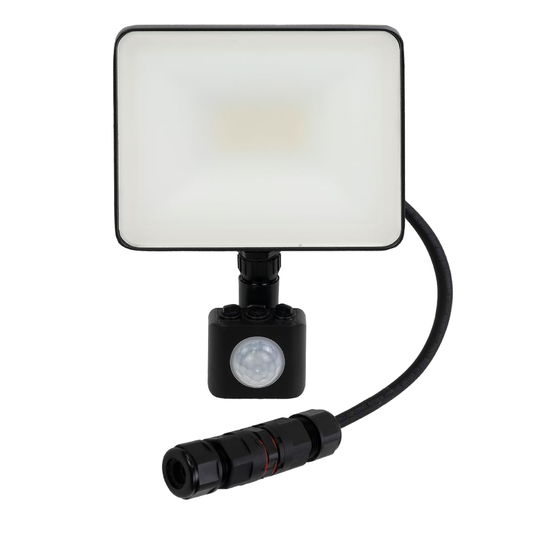 LUXULA LED Strahler mit Bewegungsmelder außen 4 Stück - 50W 6000lm 4000K neutralweiß, IP65 230V Fluter mit Kabelverbinder, 120° verstellbar, Wand- & Eckmontage für Hauswand, Einfahrt, Hof