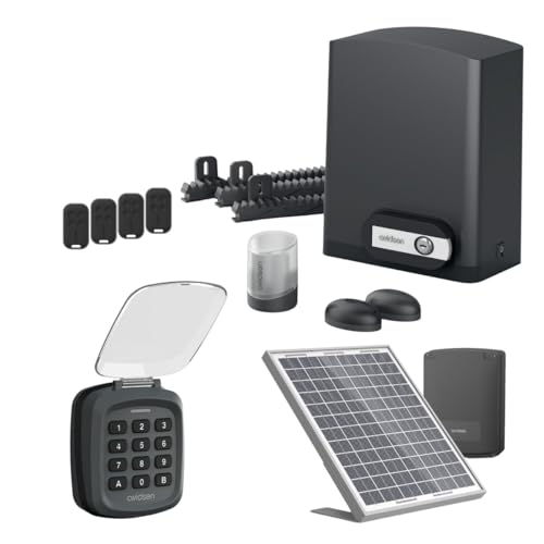 Avidsen Orea 550 – Motorisation pour Portail Coulissant Jusqu’à 8 m et 500 kg, avec kit Solaire, digicode sans Fil et 4 télécommandes au Total, Usage...