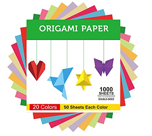 Origami Paper Double Sided Color - 160 Sheets - 20 Colors - 6 Inch Square Easy Fold Paper For Beginner #TOP3