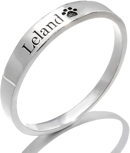 Miniatura 5 de Anillo de anillo personalizado con estampado de pata de perro, plata de ley 925, grabado personalizado para cachorros y mascotas, joyería