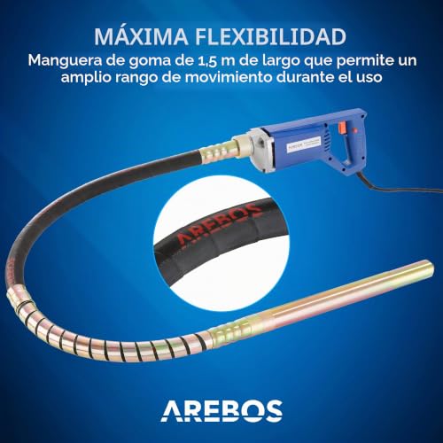 Miniatura 4 de Arebos Vibrador De Hormigón Aguja Vibrante Electrica Vibrador De Construcción Eléctrico 800w Longitud De Varilla Vibratoria De 1,5m Para Concreto