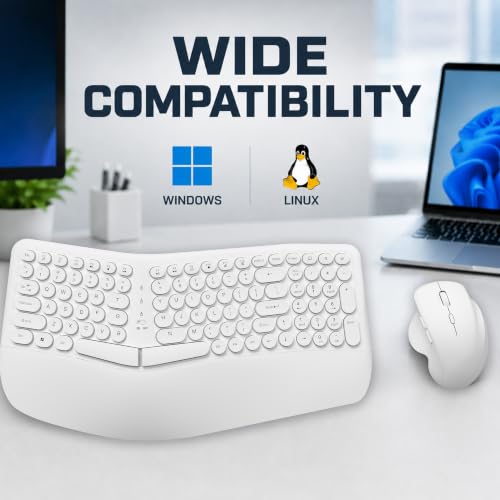 Image of ANT Master 80 Wireless Keyboard and Mouse Combo, Full-Size 101-Key Keyboard, 2.4G + Bluetooth, Rechargeable, 800 /1200 /1600 DPI 6D Mouse, USB Receiver, Windows /Linux, White