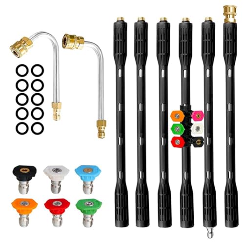 EpheyFIF Kit complet de nettoyage de gouttière avec tige d'extension et buses pour nettoyeur haute pression