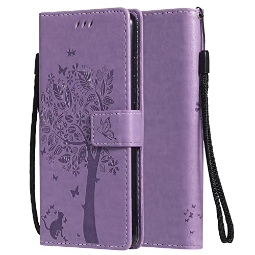 LEMORRY Funda para Honor X30 Carcasa Cuero para Honor X30 Fundas Calcetín Estuches Billetera con Tarjeteros Protector Suave TPU Silicona Tapa Honor X30, Púrpura Claro