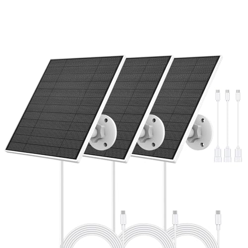 Solarpanel für Eufy Kamera 5W Solarmodul für Eufy Kamera kompatibel mit Eufycam 3/3C/2/2 Pro/2C/2C Pro/E/E20/E40/L20/L40 mit USB-C Anschluss Micro USB Adapter 9 8ft Kabel 3 Pack