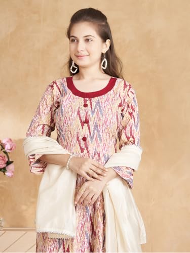 Image of Aarika Girls Ethnic Wear Grey Colour Abstract Print Kurti
