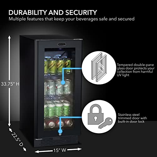 Whynter Bbr-801Bg Built-In Black Glass 80-Can Capacity 3.0 Cu Ft Beverage Refrigerators, Silver-80-Can, Silver #TOP4