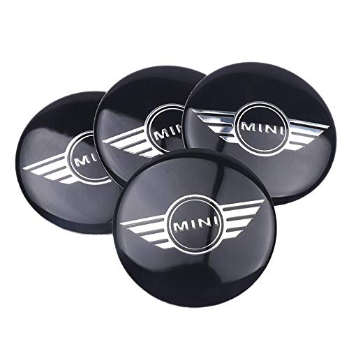 FKJLUN Car Wheel Hub Sticker 4pcs 52mm Car Styling Wheel Center Cover Sticker Hub Cap Decal Emblem Badge Compatible with Mini Cooper S JCW R53 R52 R55 Clubman Countryman Center Cap Sticker Decal