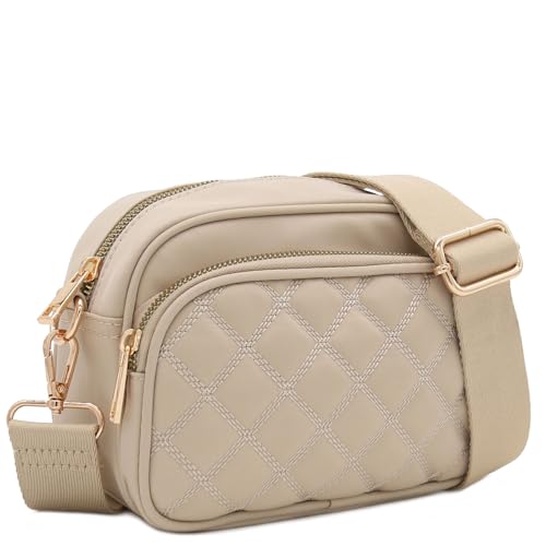 Image of FashionPuzzle Quilted Nylon Crossbody Bag with Wide Strap