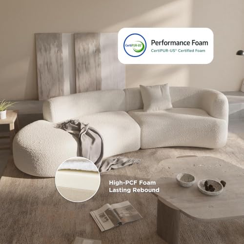 Image of Acanva Formia Boucle Curved Sectional Couch for Living Room