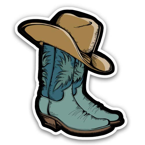 GT Graphics Express Cowboy Boots - 8" Vinyl Sticker - for Car Laptop I-Pad - Waterproof Decal