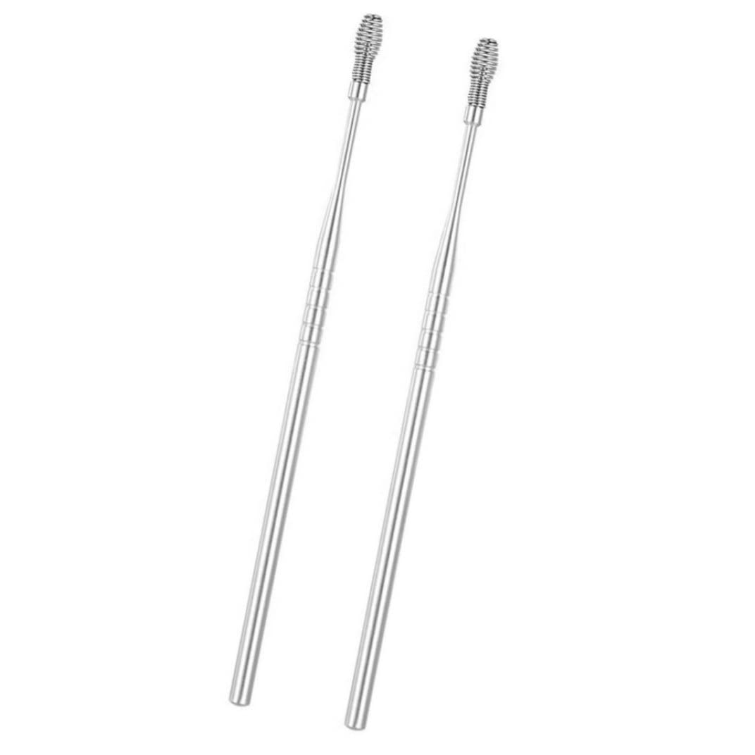 Earwax Removal Tool 2Pcs Stainless Steel Spiral Ear Wax Cleaner Set Ear Care Tools Sliver