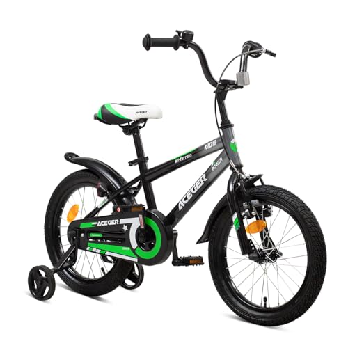 Image of ACEGER Simon Kids Bike for Boys Girls Toddlers, Unisex for Aged 3-13 Years, 12 14 16 18 Inch Children Bicycle with Training Wheels, 20 Inch Bike with Kickstand