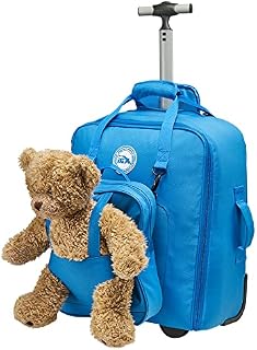 Cabin Max Underseat Children's Bear Bag 30L 45x36x20cm Trolley Backpack with Removable Bag (Blue)