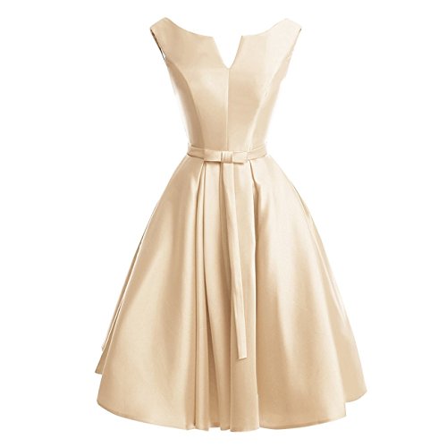 Women's V-Neck Lace Up A-Line Knee Length Homecoming Evening Dress