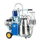25L Electric Milking Machine Milker for Cows Goats Sheep with Stainless Steel Bucket Portable...