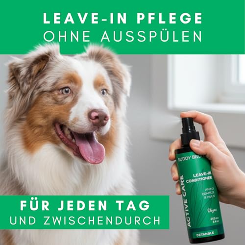Testnote: Sehr gut - Leave-In Conditioner für Hunde - Active Care - Präbiotisches Fellpflege- & Entfilzungsspray ohne Ausspülen - 100% vegan - für geschmeidiges, leicht kämmbares Fell - 250ml