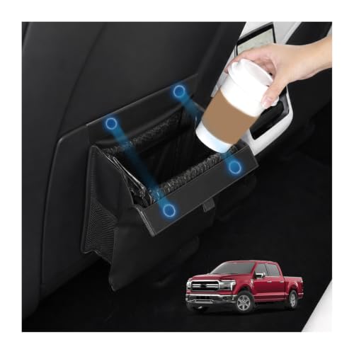 Image of for Car Trash Bag for 2020-2026 Ford F-150 Rear Seat Hanging Trash Can with Magnetic Closure PU Leather Trash Bin Foldable Garbage Bag & Organizer