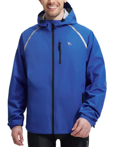 baleaf Men Tall Rain Jacket Waterproof Hood Lightweight Packable Blue LT