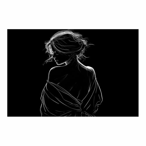Affiche decoration salon moderne XENIOU Lady Lines poster art abstrait noir et blanc 70x100