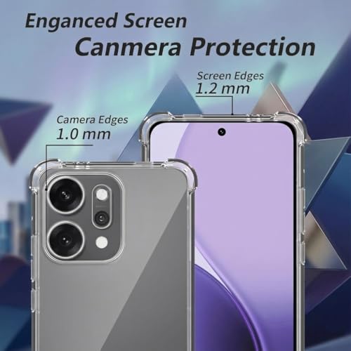 Image of Fashionury 3D Raised Transparent Crystal Clear Back Cover for Oppo Reno 14 Pro | Shockproof Design | Anti-Slip Grip | Camera Protection | 360 Degree Protection Mobile Case