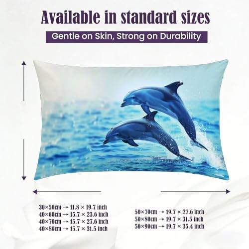 Taie d'oreiller dauphin 50x80 cm en lin doux lot de 2 - 5