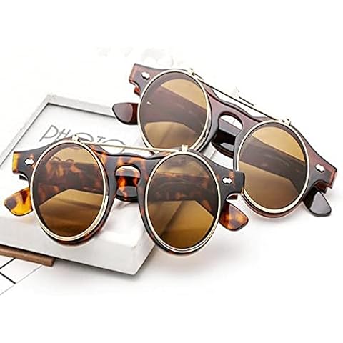 Gafas de sol Riloer Steampunk con efecto espejo y estampado de leopardo Cover