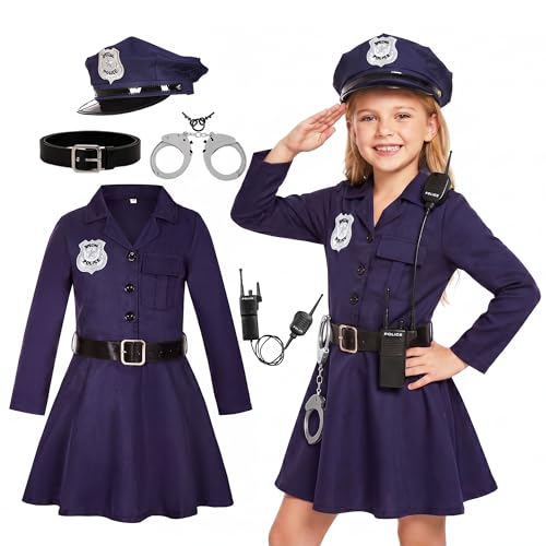 Disfraz completo de policía para niñas 7-8 años miniatura 1