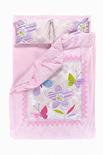Questo Casa Ranforce Double Duvet Cover Set 100% Cotton, Duvet Cover: 200 x 220 cm, Flat Sheet: 240 x 260 cm, Pillowcase: 50 x 70 cm (2 Pieces)