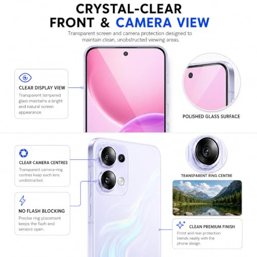 Image of ArmourPro Edge to Edge Tempered Glass for Oppo Reno 16 with Purple Camera Ring Guard, 9H Screen Protector, Anti-Scratch, Anti-Fingerprint, Bubble-Free Installation Kit