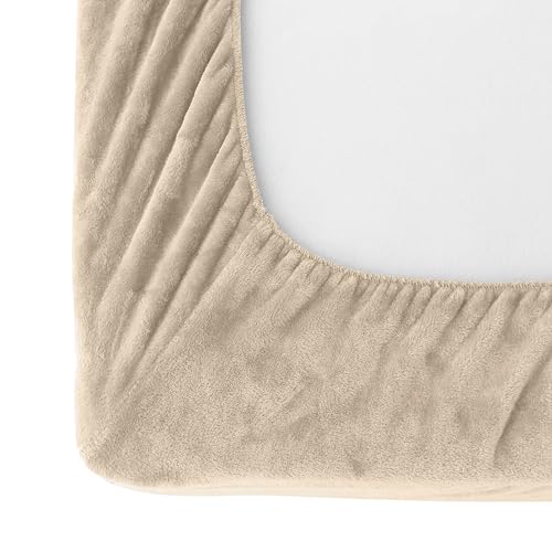 Elegant Comfort Luxuriously Soft 4-Piece Velvet Plush Flannel Sheet Set - Premium Quality - Cozy Warm, Anti-Static, Non Pilling Fuzzy Velvet Flannel Fleece Deep Pocket Sheet Set - Twin, Cream