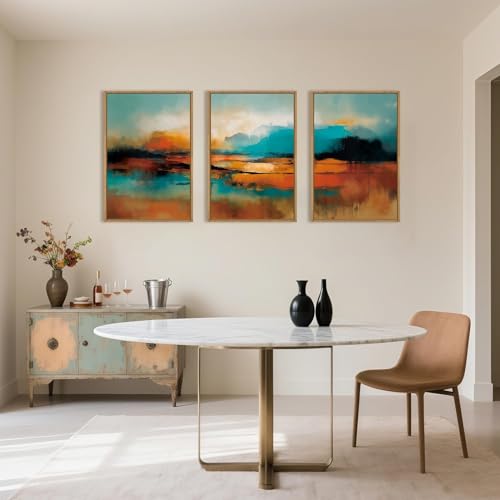 Aryroi Large Abstract Burnt Orange Framed Canvas Wall Art Set- 24"x36"x3 by Aryroi - Used condition - Image 4