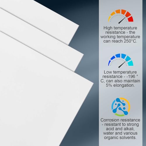 Image of Sasylvia 2 Pcs Virgin PTFE Sheet 6 x 6 Inch, 1 /8 inch Thick Industrial Plastic Board for Machining, Insulation, Gasket and Electrical Applications