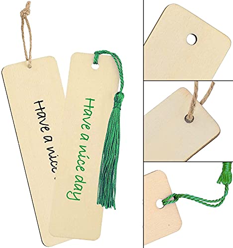 108 Pieces Wood Blank Bookmarks Set, Betterjonny 36 Pieces Craft Bookmark With 36 Pieces Tassels And 36 Pieces Ropes Diy Unfinished Wood Book Marker Tags For Diy Craft Wedding Birthday Party Decor #TOP1