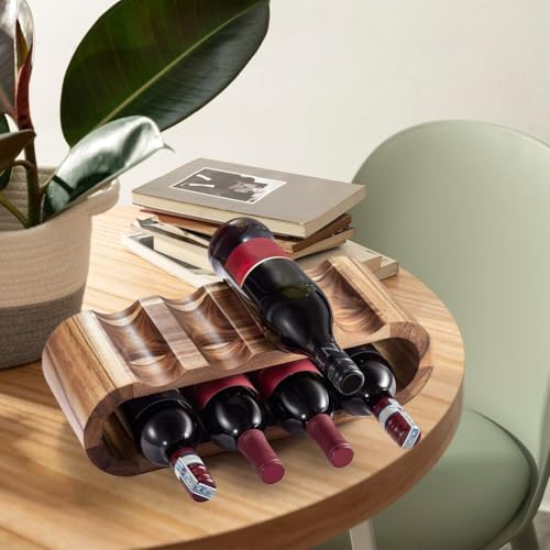 Soporte de vino de madera para 8 botellas con diseño ondulado miniatura 5