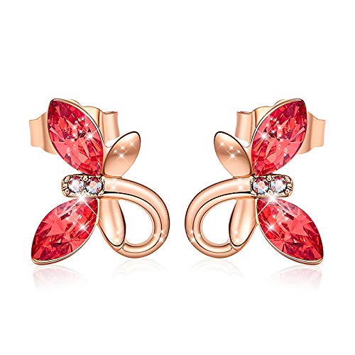 Boucles d'oreilles de mode papillon rose en or 18k hypoallergénique