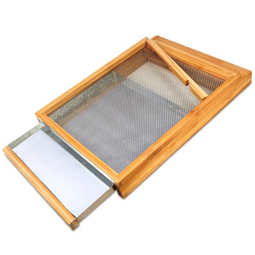Bee Hive Metal Screened Bottom Board 10 Frame Screen Bottom Board Dipped in 100% Beeswax with Entrance Reducer Beehive Metal Screened Bottom Board for 10 Frame Langstroth Beehive Beekeeping Supplies