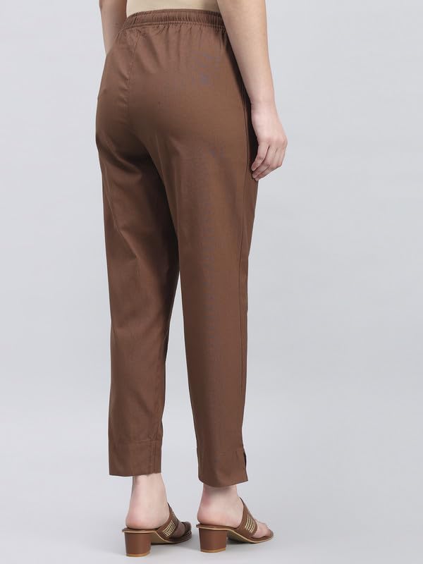Image of GO COLORS Solid Soft Cotton Printed Pencil Pant for Women | Breathable, Side Pocket