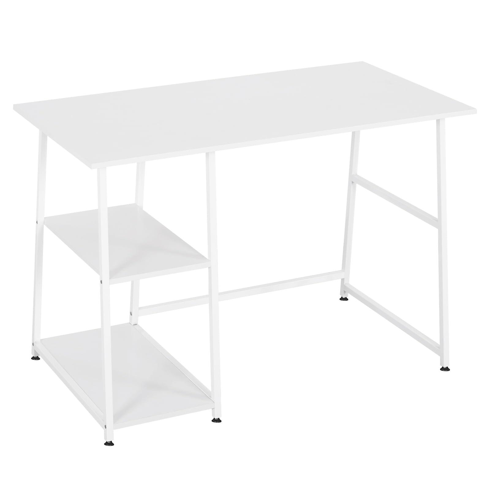 WOLTU Schreibtisch Weiß mit 2 Reversible Ablagen, Computertisch mit 2 Regal, 120x60cm, Bürotisch Arbeitstisch PC Laptop Tisch, fürs Büro, Wohnzimmer, TSB33ws
