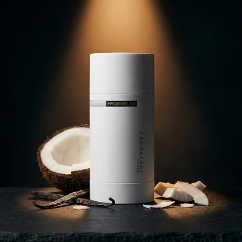 Image of HygieneLab Men's Deodorant - Aluminum-Free, 24-Hour+ Odor Protection, EWG Verified, Smooth Glide Application, Scented purely with essential oils, Coconut Crisp
