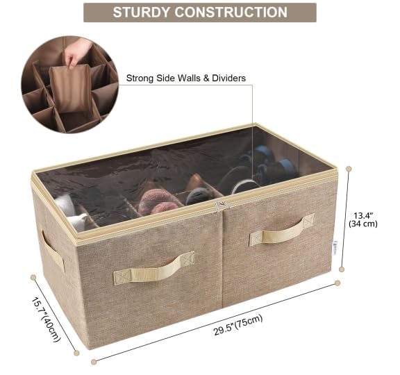 Moteph Shoe Organizer for Closet - Shoe Storage Organizer for Closet Organization with Clear Cover & Adjustable Dividers, Shoe Rack & Basket - (Light Brown, Large - 24 Pairs) by Moteph - Used condition - Image 2