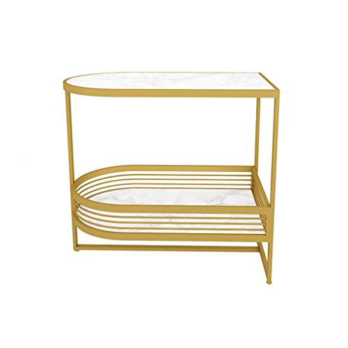 HTLLT Storage Table Marble Side Table Double Layer Narrow Storage Tabl