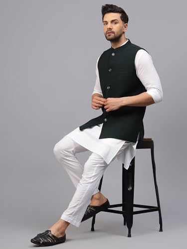 Image of LATEST CHIKAN Men's Traditional Tweed Cotton Checkred Premium Nehru Jacket /Waistcoat