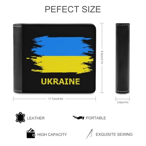 I Love Ukraine Slim Men's Bi-fold Wallets with 6 Card Slot Leather Travel Purse Coin Clip2